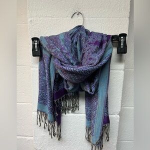 Pashmina Blue and Purple Gradient Scarf with Fringe